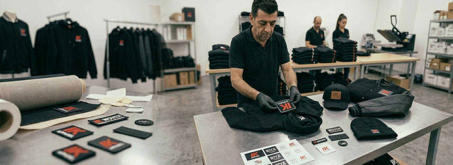 Custom patches manufacturer for UK clothing brands, embroidered patches, woven patches, printed patches, chenille patches, applique patches, hoodie patches, jacket patches, teamwear, and private label apparel buyers