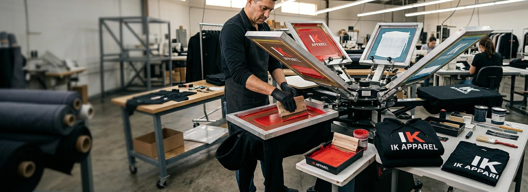 Custom screen printing manufacturer for UK clothing brands, streetwear labels, hoodies, T-shirts, and bulk apparel buyers
