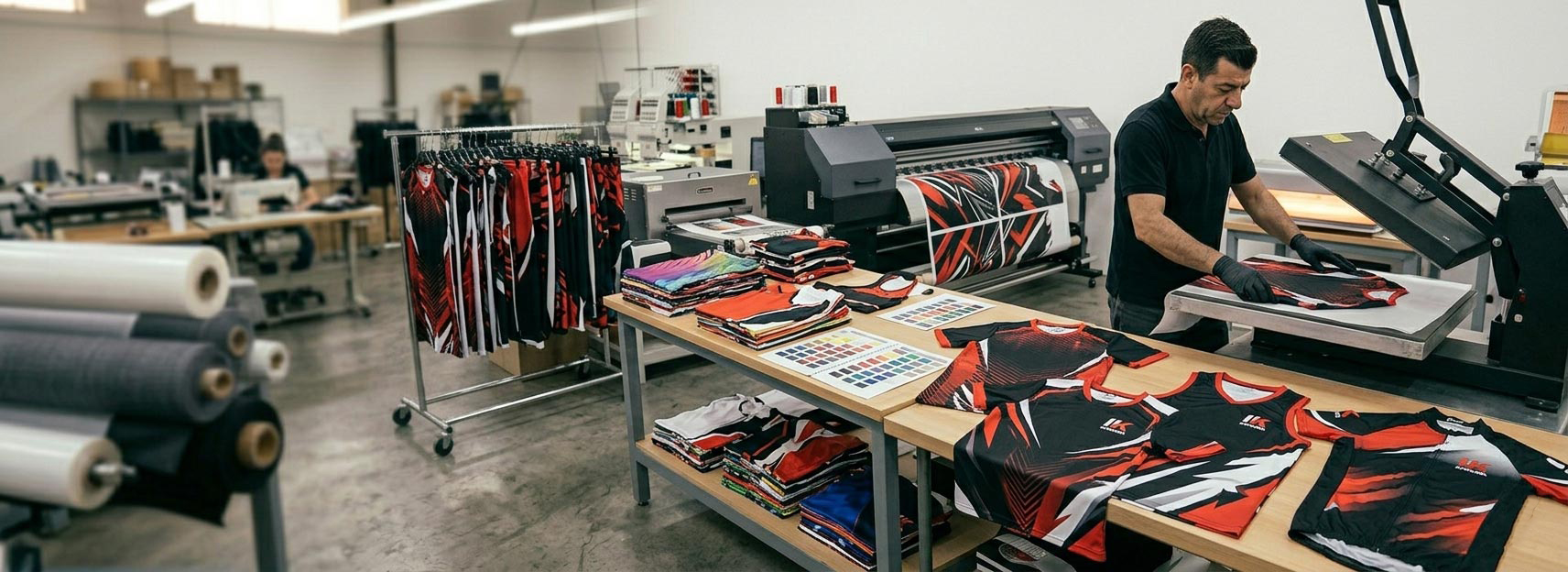 Sublimation printing apparel manufacturer for UK teams, custom sublimation jerseys, all-over print uniforms, esports jerseys, sportswear, and private label apparel buyers