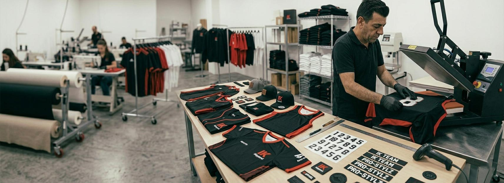 Team personalisation manufacturer for UK sportswear buyers, custom names and numbers on jerseys, team uniforms, sponsor logos, roster setup, school uniforms, club apparel, and personalised teamwear