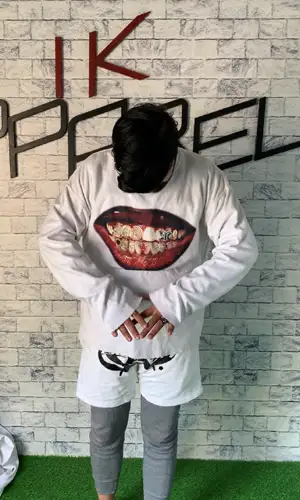Custom apparel production sample with private label finishing